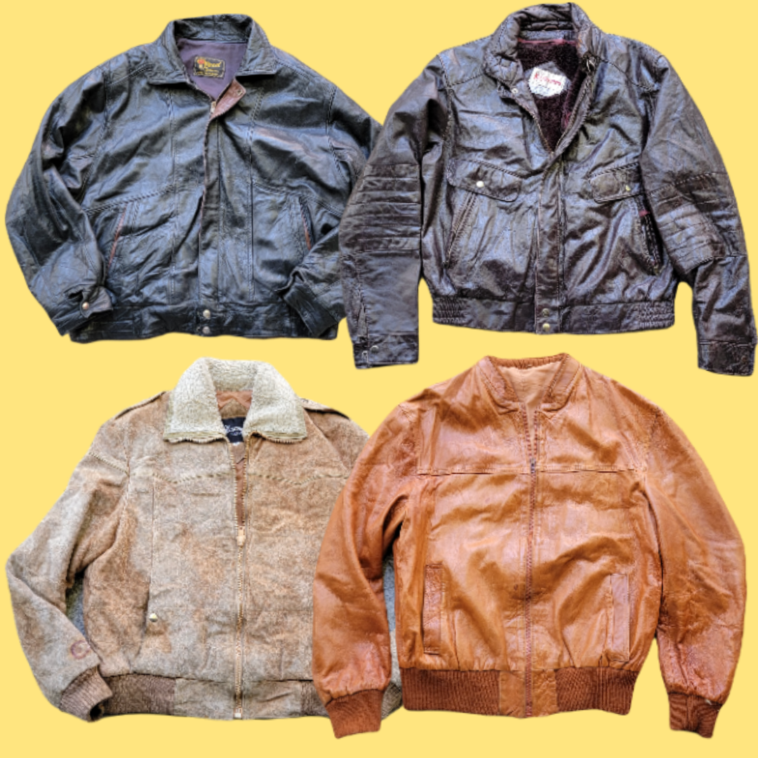 Vintage Wholesale Bundle of 4 Mens Leather Jackets