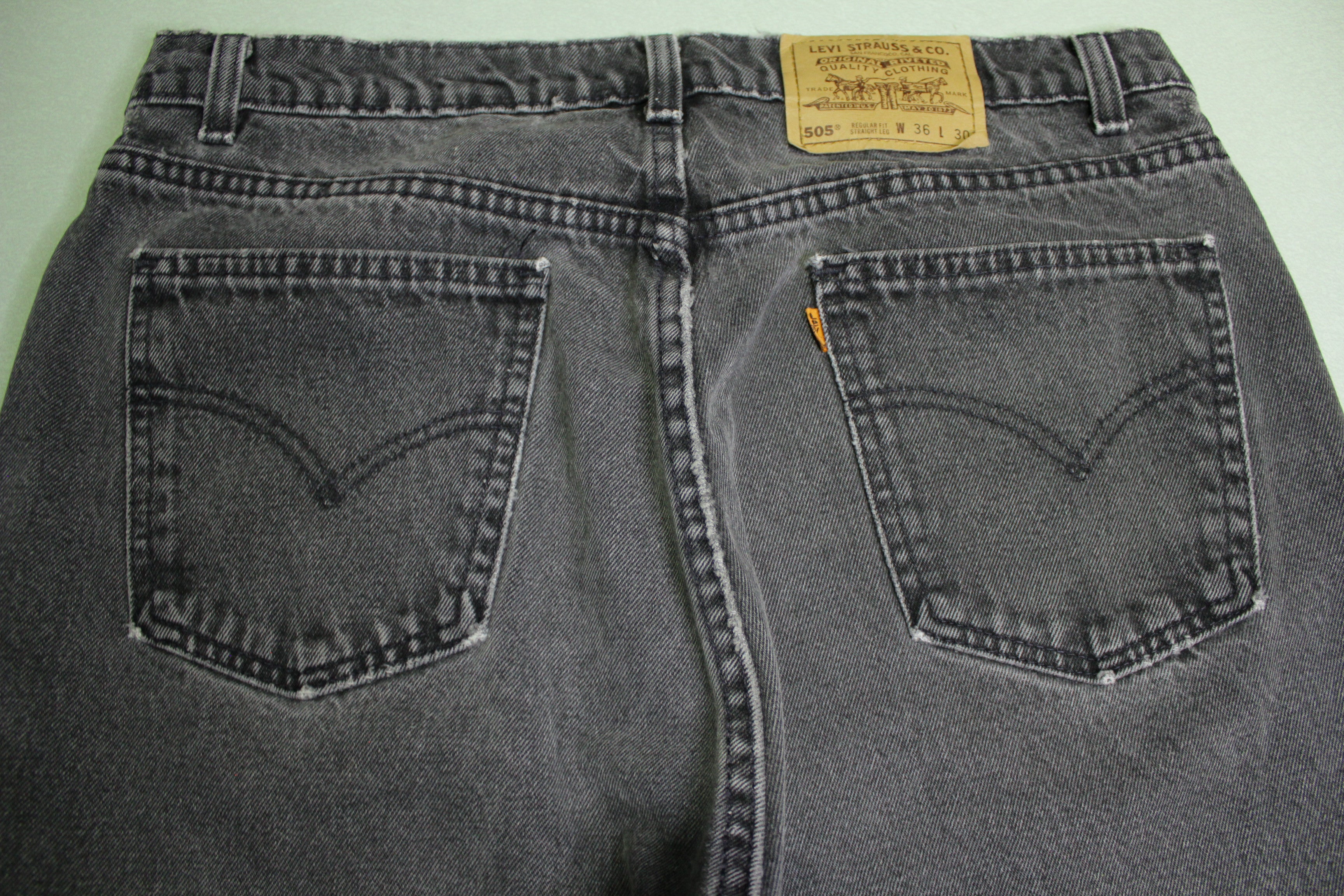 Levis 505 Orange Tab Vintage 80's Made in USA Black Denim Grunge