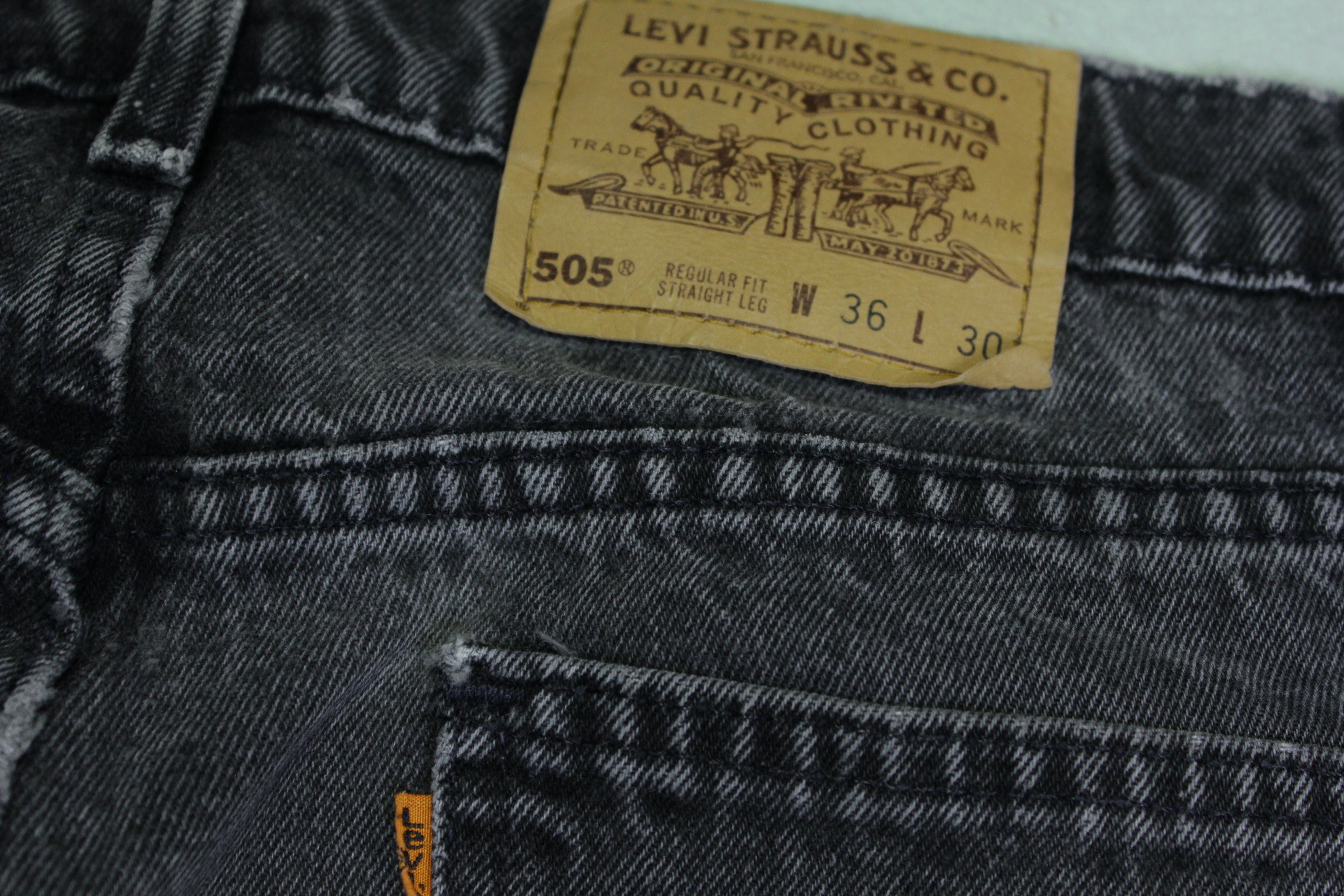 Levis 505 Orange Tab Vintage 80's Made in USA Black Denim Grunge