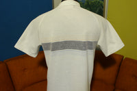Palmland Vintage 70's Polyester Striped Short Sleeve Golf Disco Polo Shirt