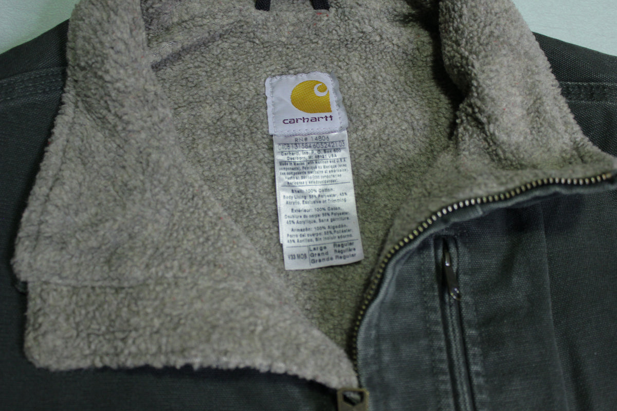 Carhartt V33 MOS Traditional Duck Arctic Fleece Lined Barn Chore Coat Work Vest Jacket