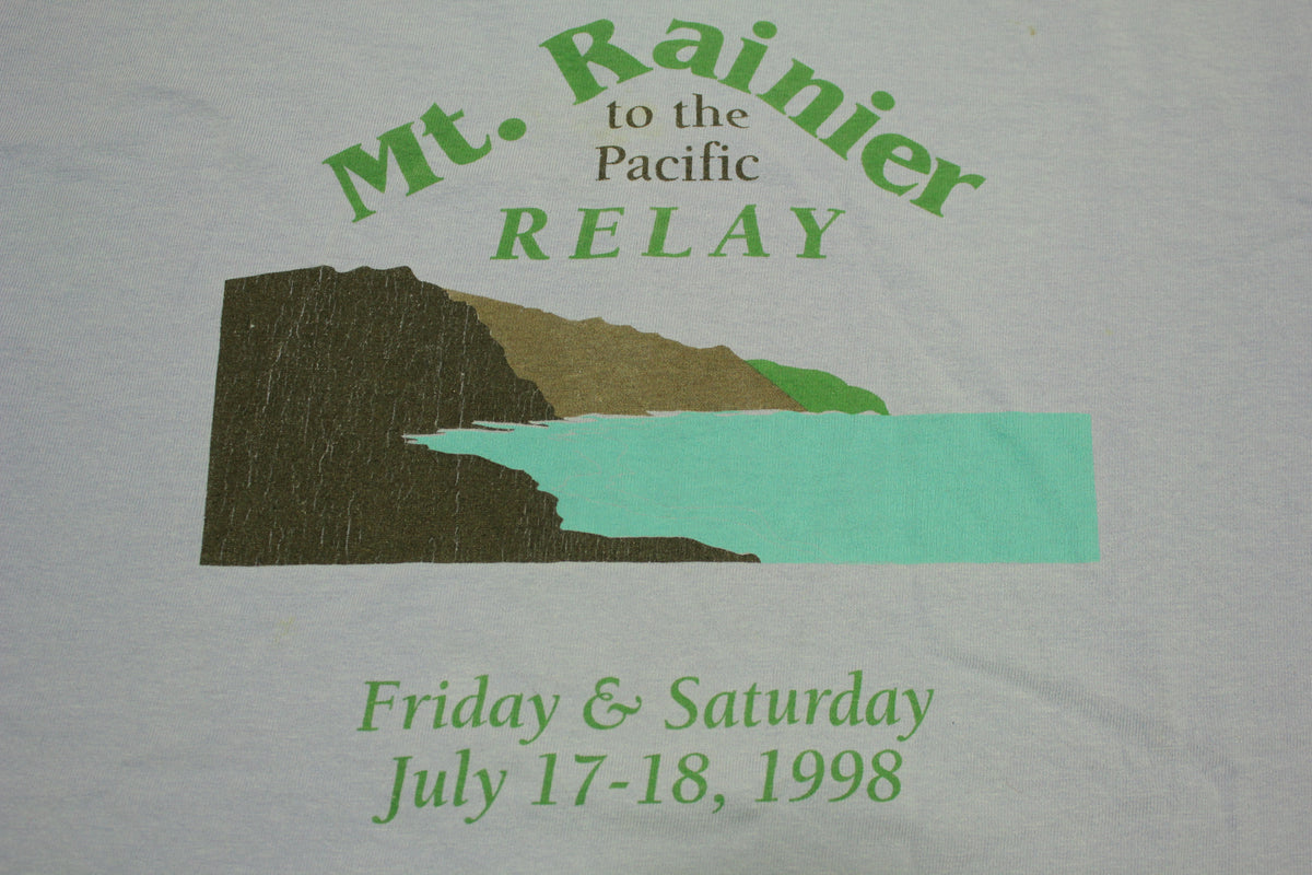Mt. Rainier to the Pacific Relay July 17 18 1998 Vintage 90s Running T-Shirt