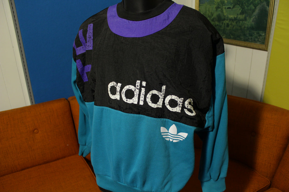 Adidas Vtg 80s 90s Olympic Team Spellout Colorblock Trefoil Sweatshirt XL Pullover