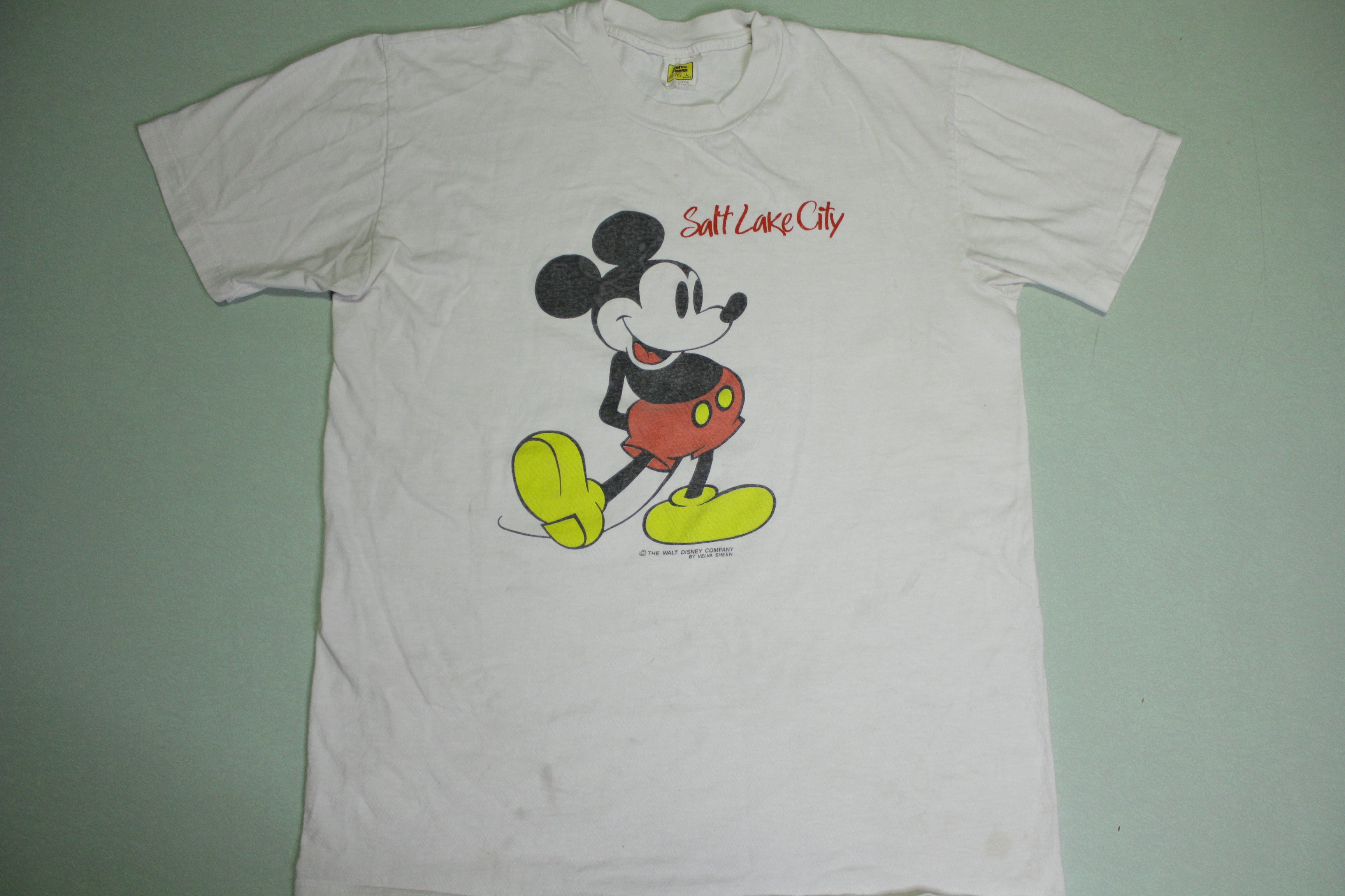 Mickey Mouse Walt Disney Co. Vintage 80's Velva Sheen Salt Lake