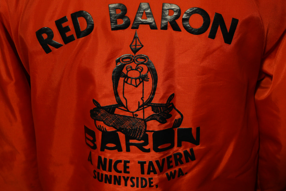 Norm Cheers 80s Coach Fleece Lined Red Satin Jacket Red Baron Tavern Sunnyside WA
