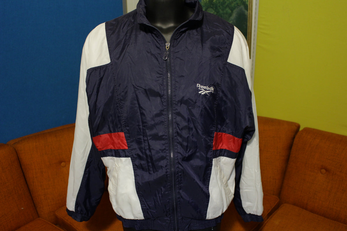 Reebok Vintage 80s 90s Distressed Colorblock Windbreaker Athletic Jacket
