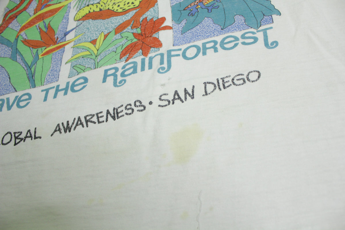 Save The Rainforest Vintage 90's Global Awareness San Diego Wildlife T-Shirt