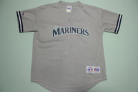 Seattle Mariners Vintage 90s Gray Mesh V-Neck Majestic Made in USA Baseball Jersey