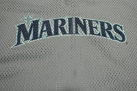 Seattle Mariners Vintage 90s Gray Mesh V-Neck Majestic Made in USA Baseball Jersey