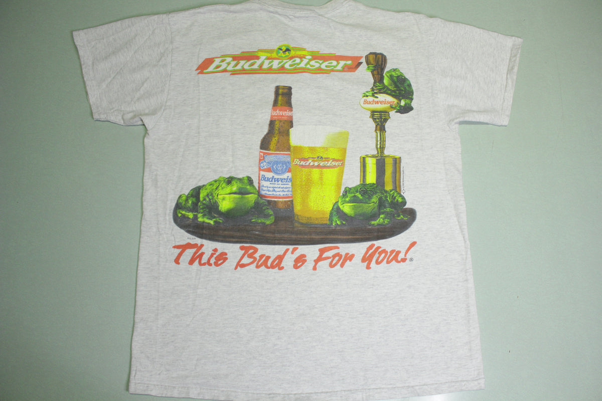 Budweiser King of Beers 1997 This Bud's For You Vintage 90's Toad On Tap T-Shirt