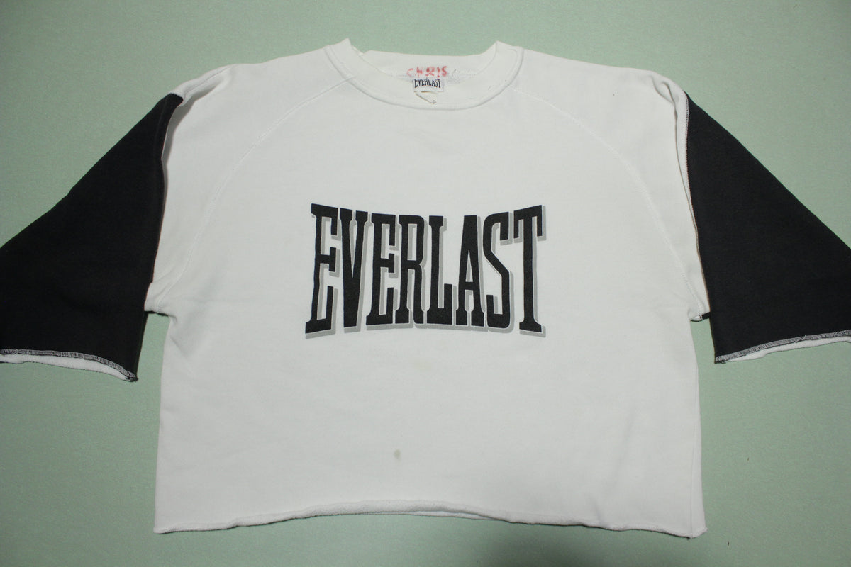 Everlast Boxing Made in USA Vintage 80s Cropped Color Block Crewneck Sweatshirt
