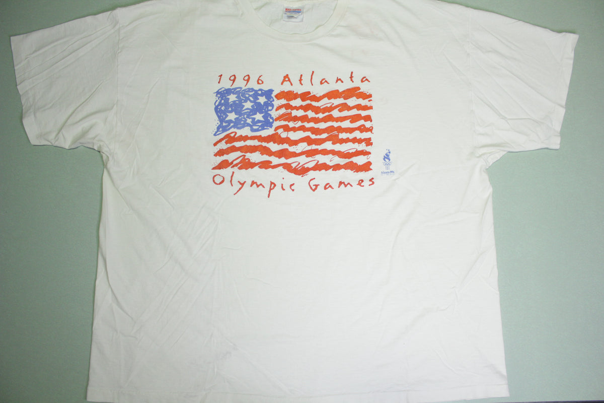 Atlanta 1996 Olympic Games Vintage 90's American Flag T-Shirt