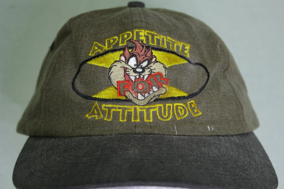 Taz Looney Tunes Appetite For Attitude Vintage 90's Trucker Snapback Adjustable Hat