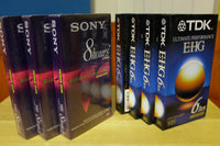 VHS Blank New Sealed Tapes TDK Sony Mix Lot of 8 & 6 Hour Premium T-160