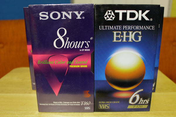 VHS Blank New Sealed Tapes TDK Sony Mix Lot of 8 & 6 Hour Premium T-160