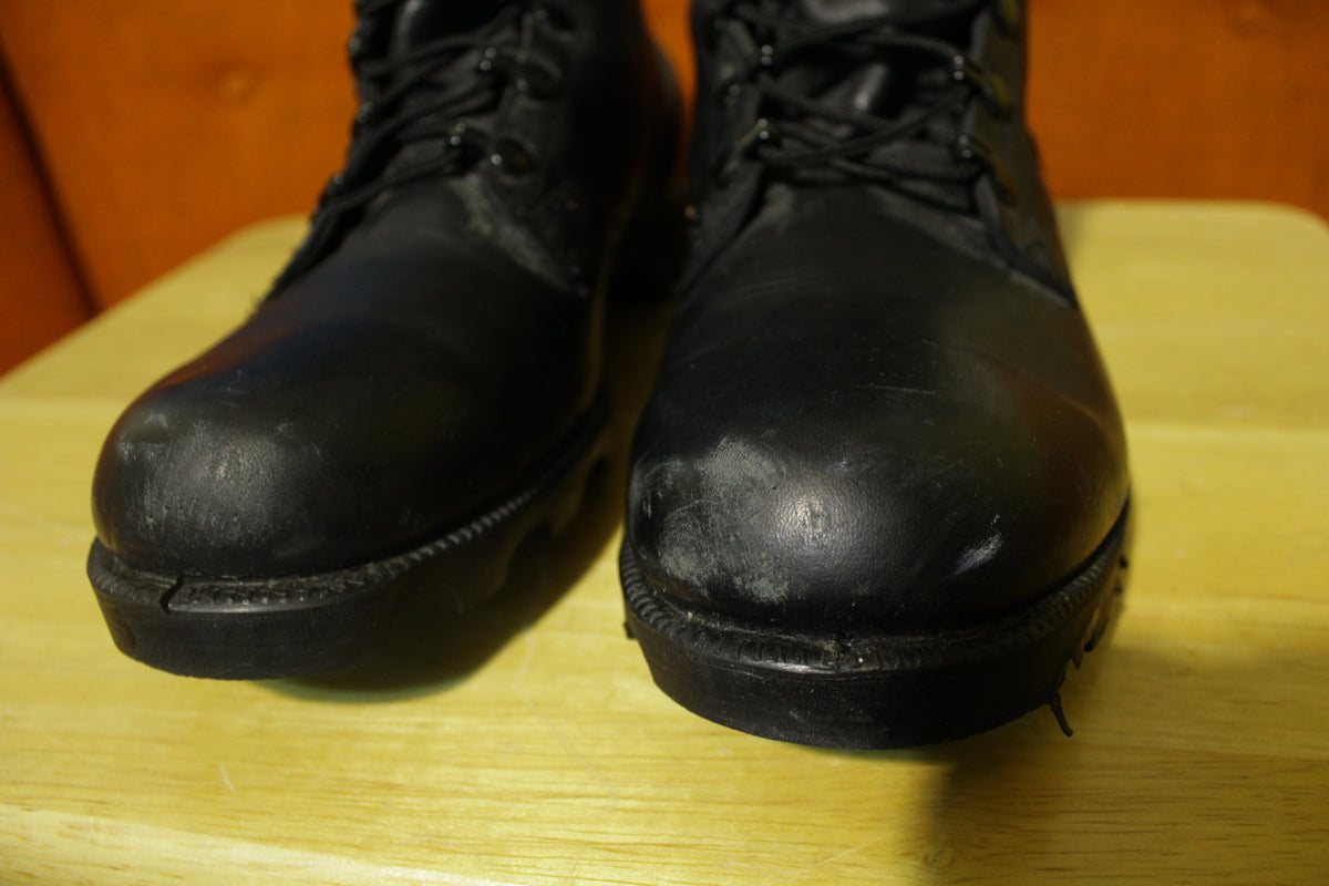 Vintage Black Leather Combat Boots 1985 Mens 10.5R Military PJ 5-85 RO ...