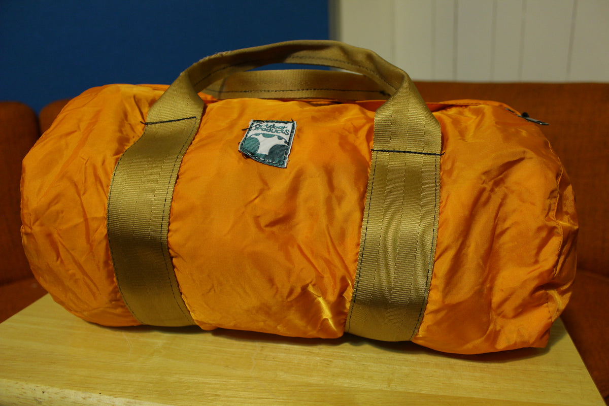 Outdoor Products 80's Hunters Orange Duffle Gym Bag Vintage 1980's Carry Nylon