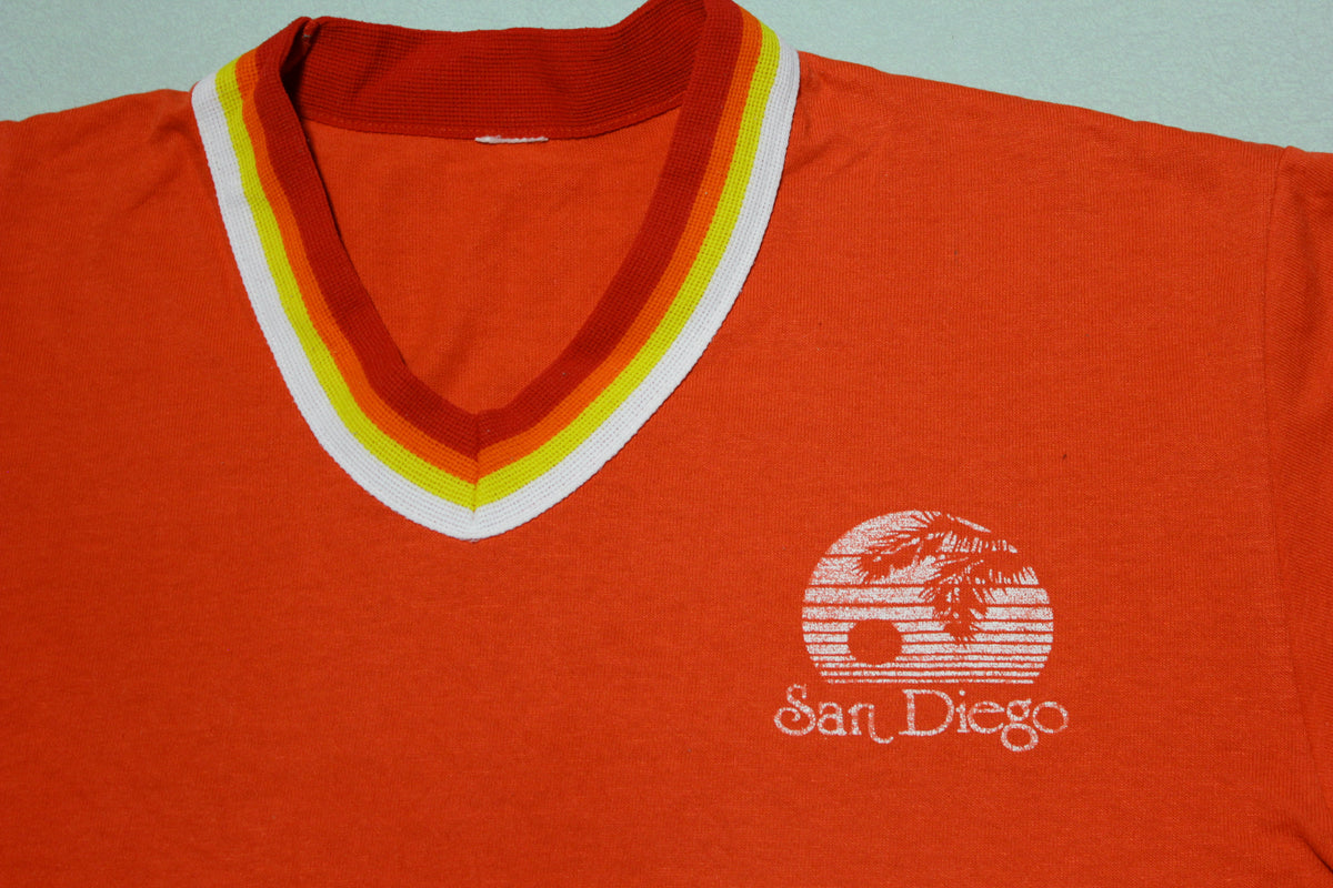 San Diego Palm Sun Death Star Vintage 80's Striped T-Shirt