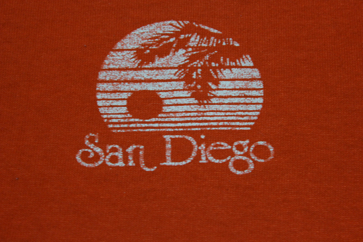 San Diego Palm Sun Death Star Vintage 80's Striped T-Shirt