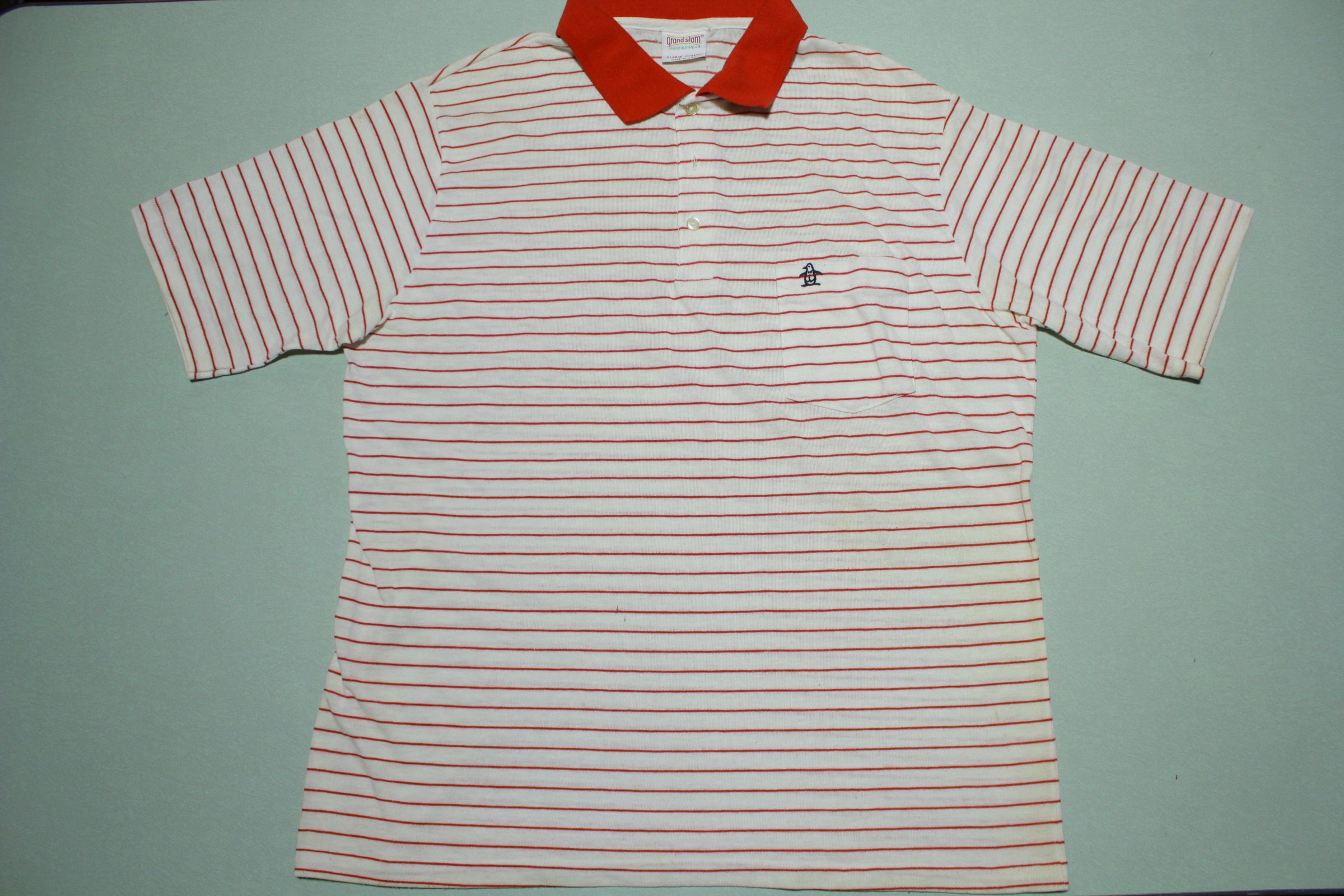 Munsingwear Grand Slam Penguin Vintage Striped 80's Made In USA Golf P ...