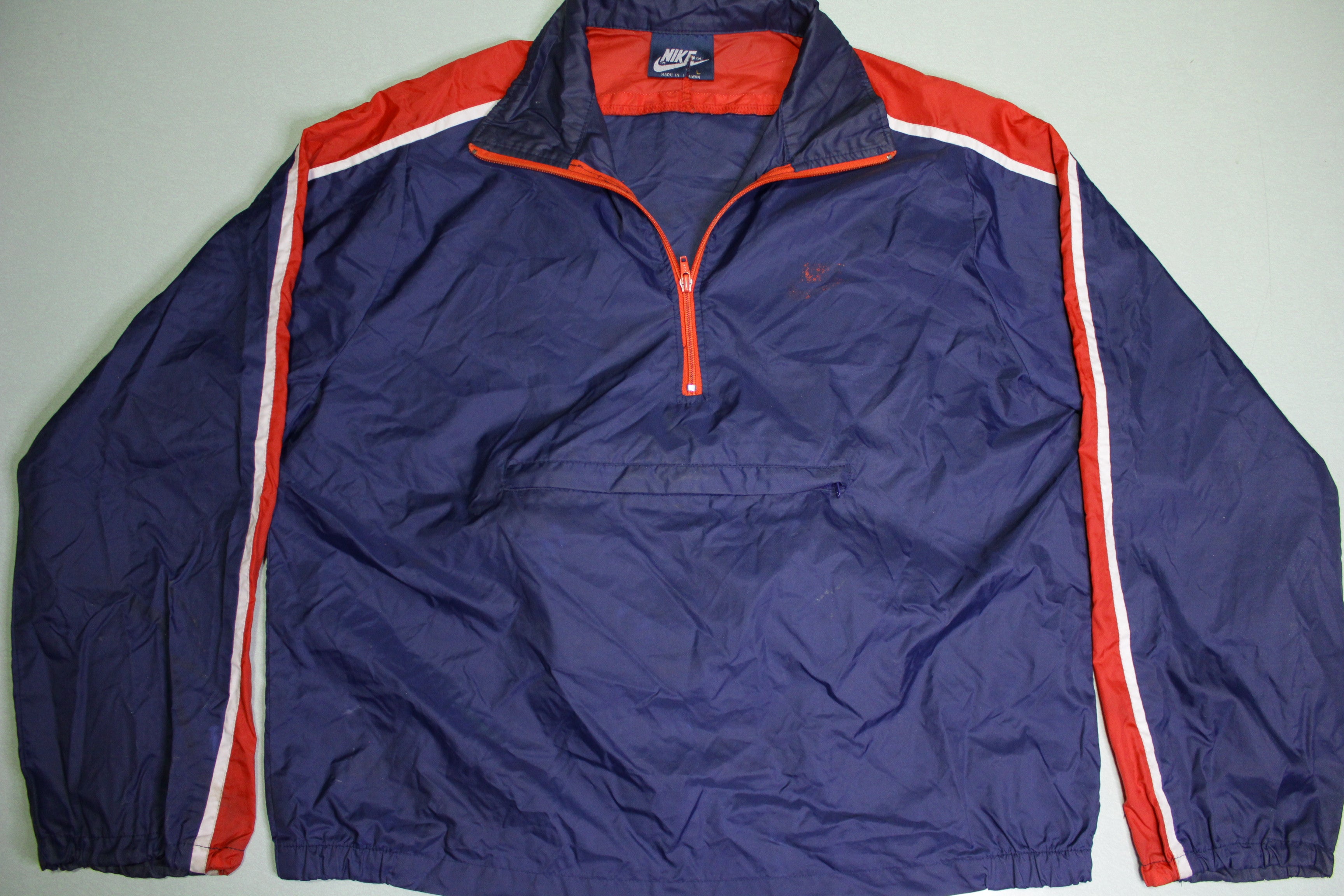 Nike Vintage 80's Pullover Windbreaker Center Pouch Red White Blue Tra –  thefuzzyfelt