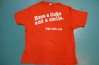 Have A Coke And A Smile 80s Hanes Coke Adds Life Coca Cola Single Stitch T-Shirt