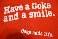 Have A Coke And A Smile 80s Hanes Coke Adds Life Coca Cola Single Stitch T-Shirt
