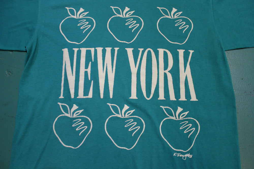 New York City Big Apple Hanes Fifty Fifty Vintage 80s Single Stitch T-Shirt  Green