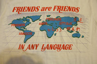Friends Are Friends in Any Language Vintage Thin Soft 80s Long Sleeve T-Shirt