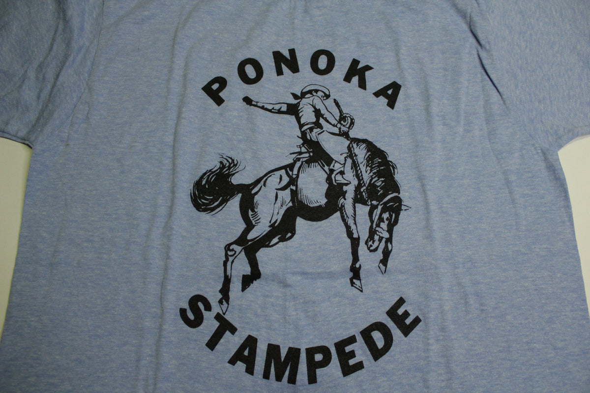 Ponoka Stampede Vintage Harvey Woods 80's Alberta Canada Rodeo Ringer T-Shirt
