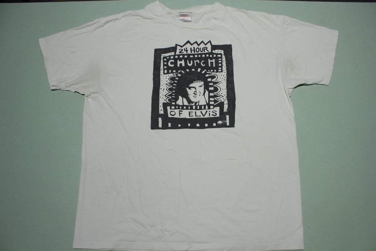 24 Hour Church of Elvis Vintage 90s Art Gallery Portland Ankeny T-Shirt