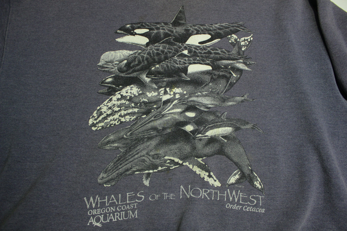 Whales of The Northwest Oregon Coast Aquarium Order Cetacea Vintage 80's Sweatshirt