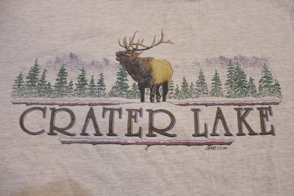 Crater Lake Oregon Vintage 90s Two Tone Wild Elk T-Shirt