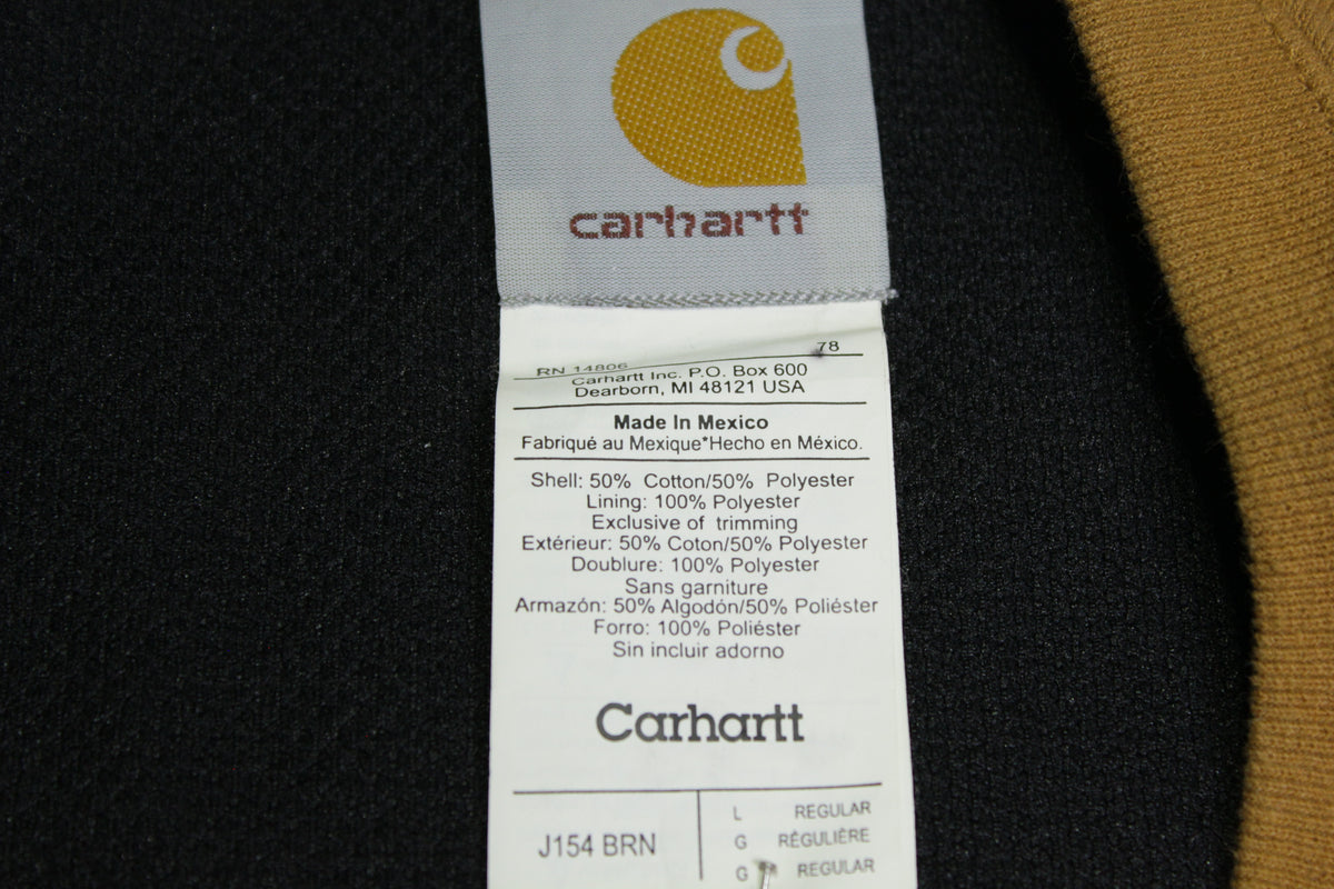 Carhartt J154 Pullover BRN With Pockets Thermal Lined Construction Work Sweatshirt
