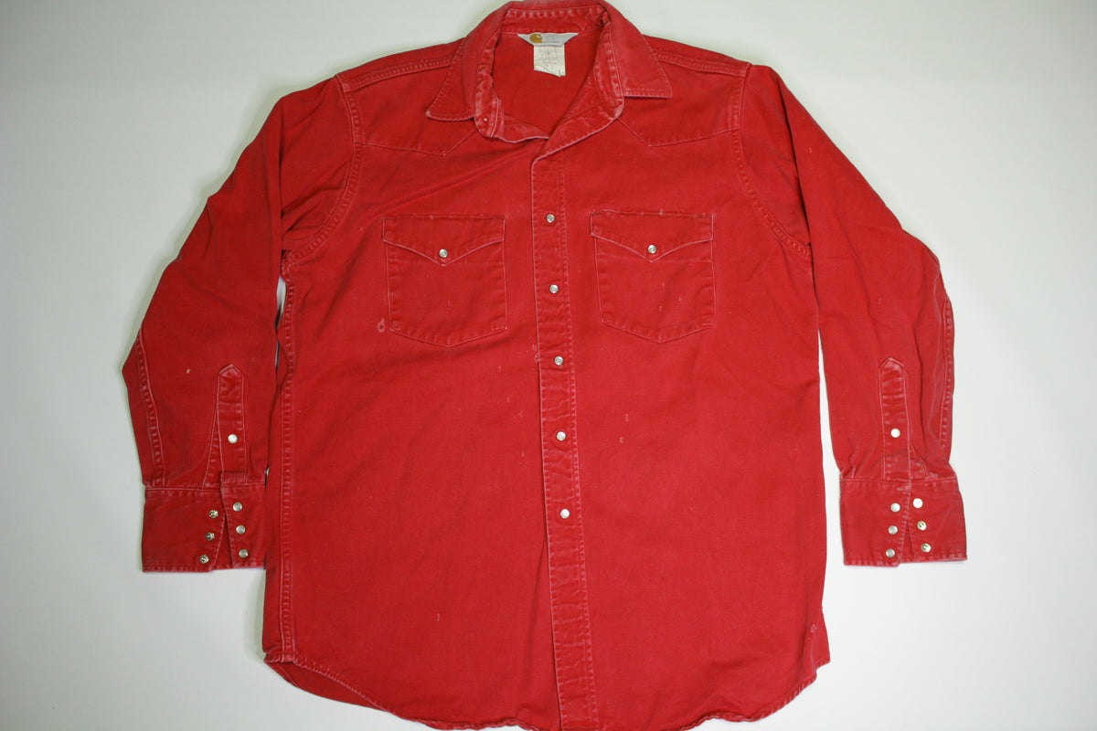 Carhartt SU000 Vintage Rugged Outdoor Wear Pearl Snap Button Up Western Work Shirt