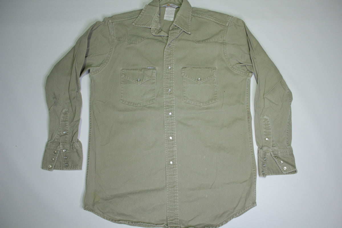 Carhartt SU000 Vintage Rugged Outdoor Wear Pearl Snap Button Up Western Work Shirt