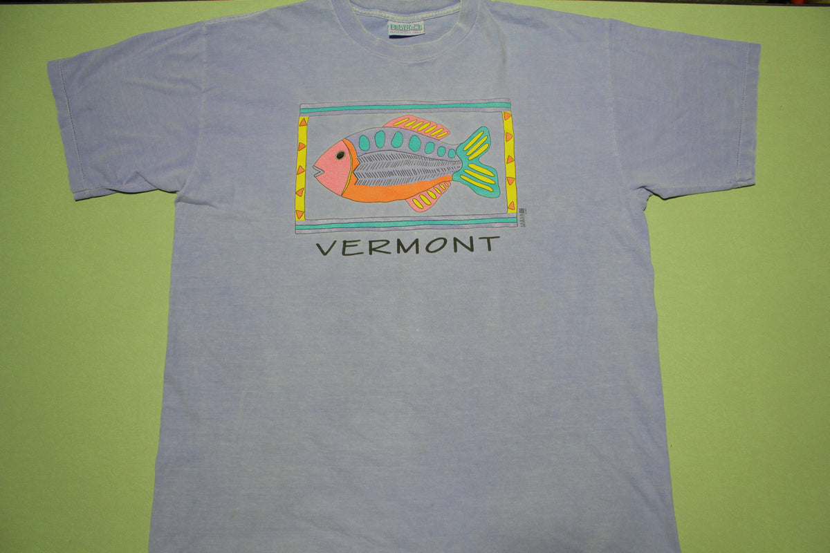Fresh Produce Vintage Vermont Fish Single Stitch Made in USA Art T-Shirt