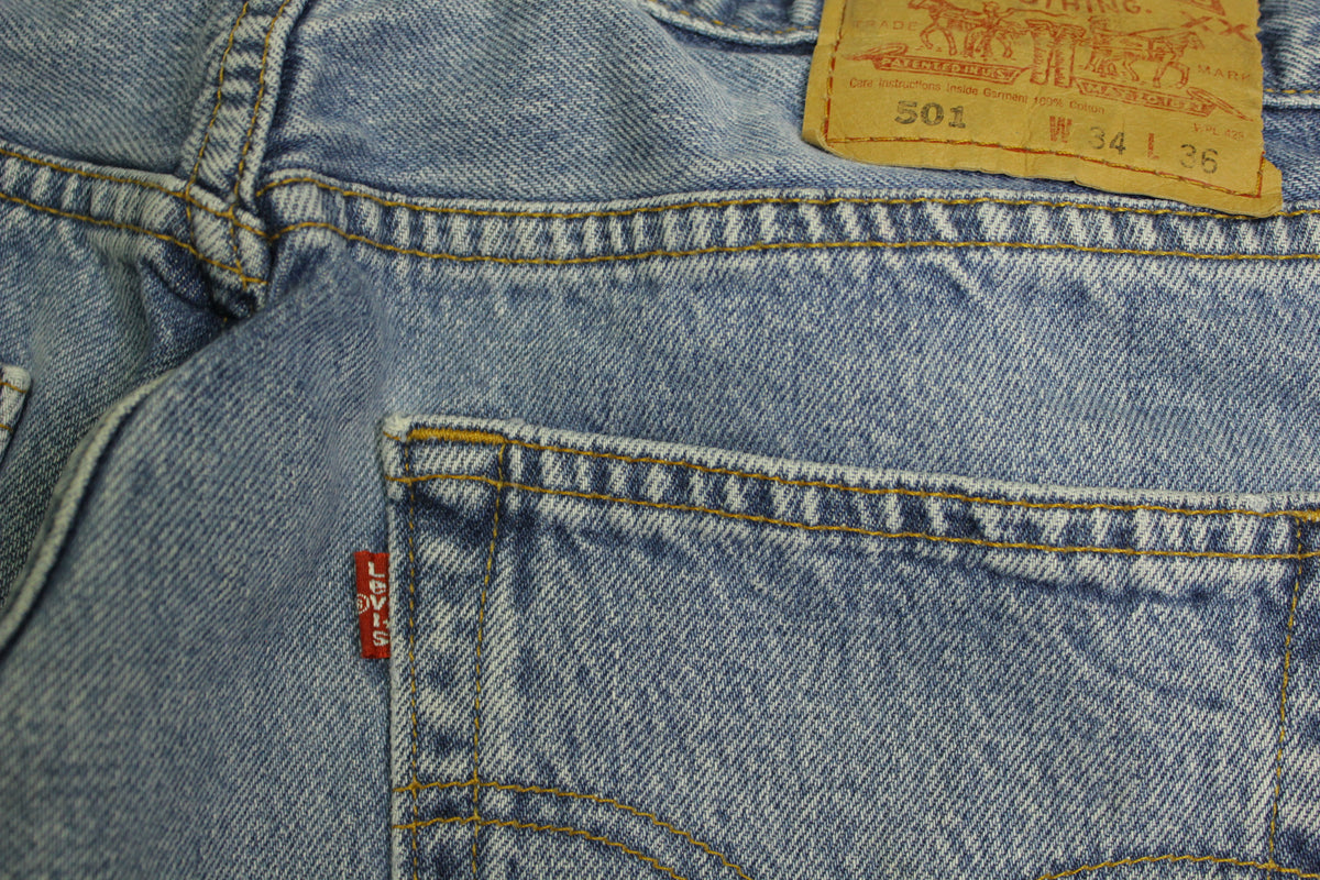 Levis 501 Red Tab Vintage 90's Blue Denim Grunge Rocker Jeans