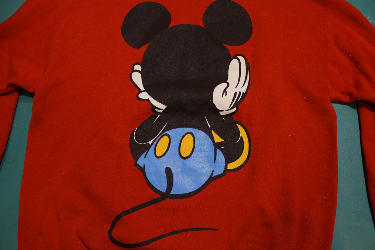 Disney Mickey Mouse 90s Red Vintage Front and Back Crewneck Sweatshirt