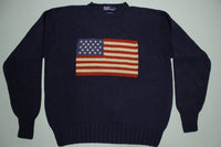 Ralph Lauren Polo Big USA Flag Navy Blue 90's Cotton Sweater