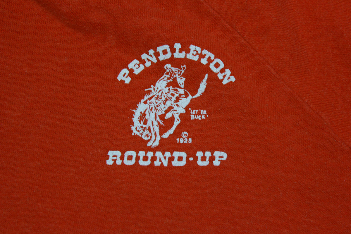 Pendleton Round Up Let  Er Buck Vintage 80's USA Made Hoodie Sweatshirt
