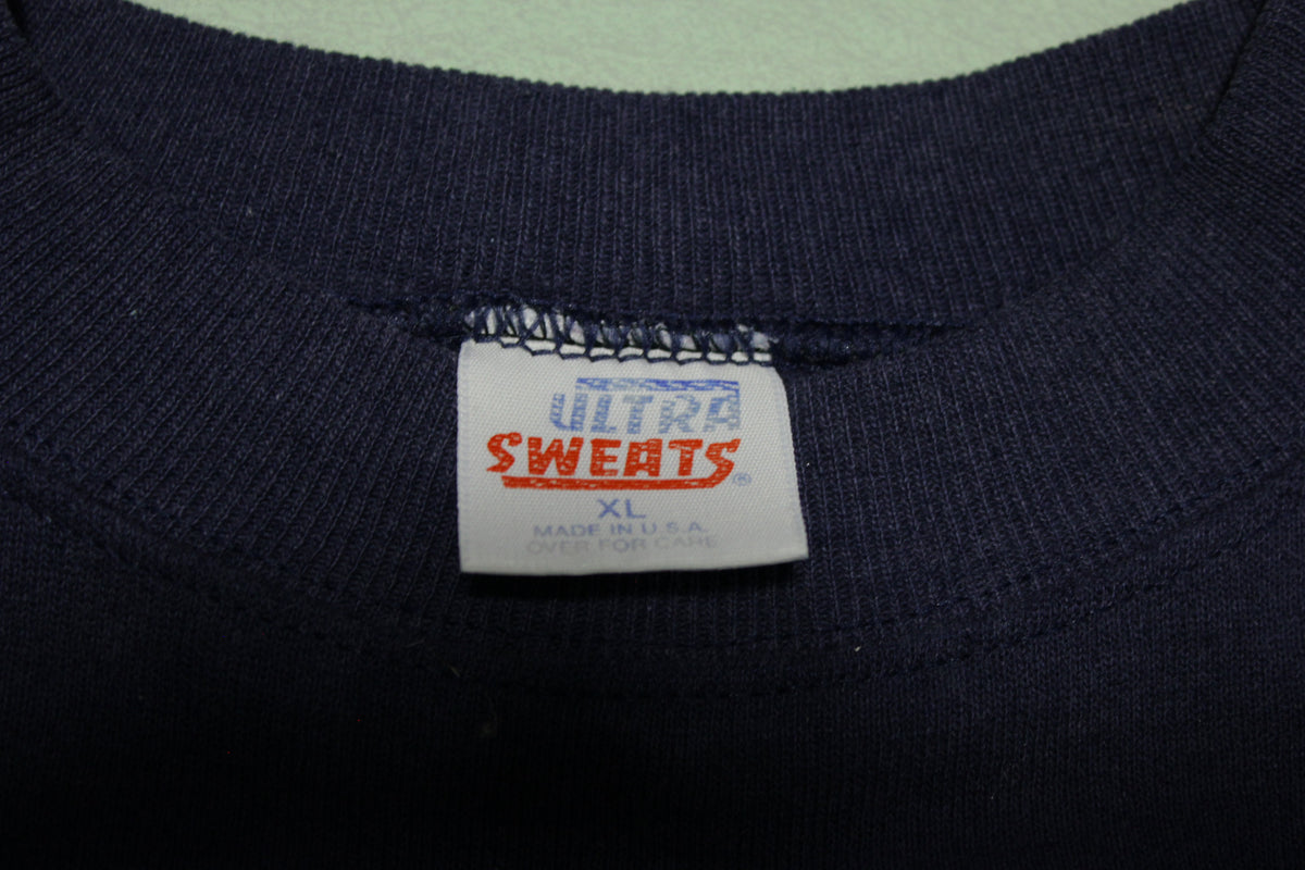 Paris Sport Club Vintage Pink on Blue 80's USA Made Crewneck Sweatshirt