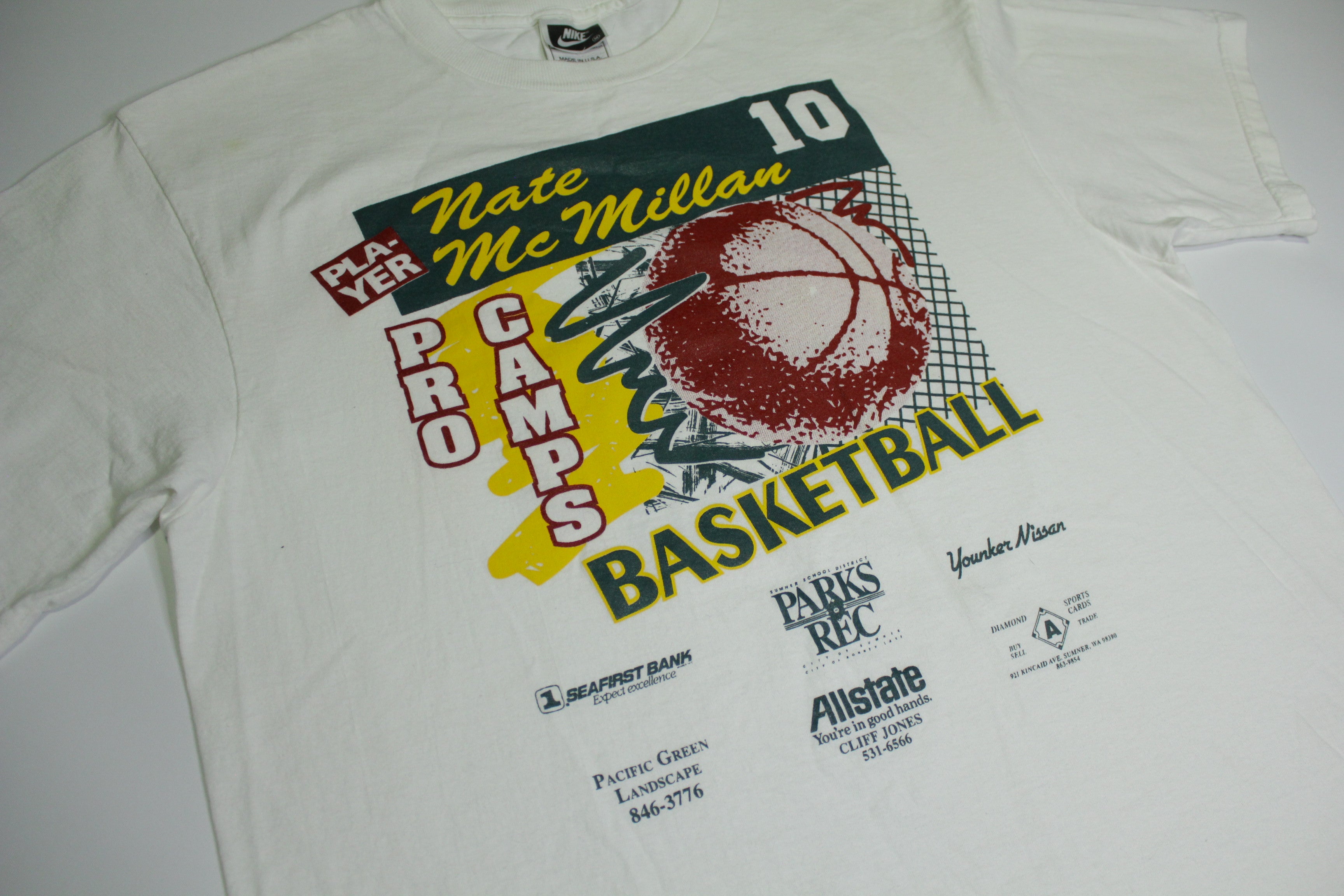 Nate McMillan Seattle Sonics Vintage 90's Nike Made in USA Pro