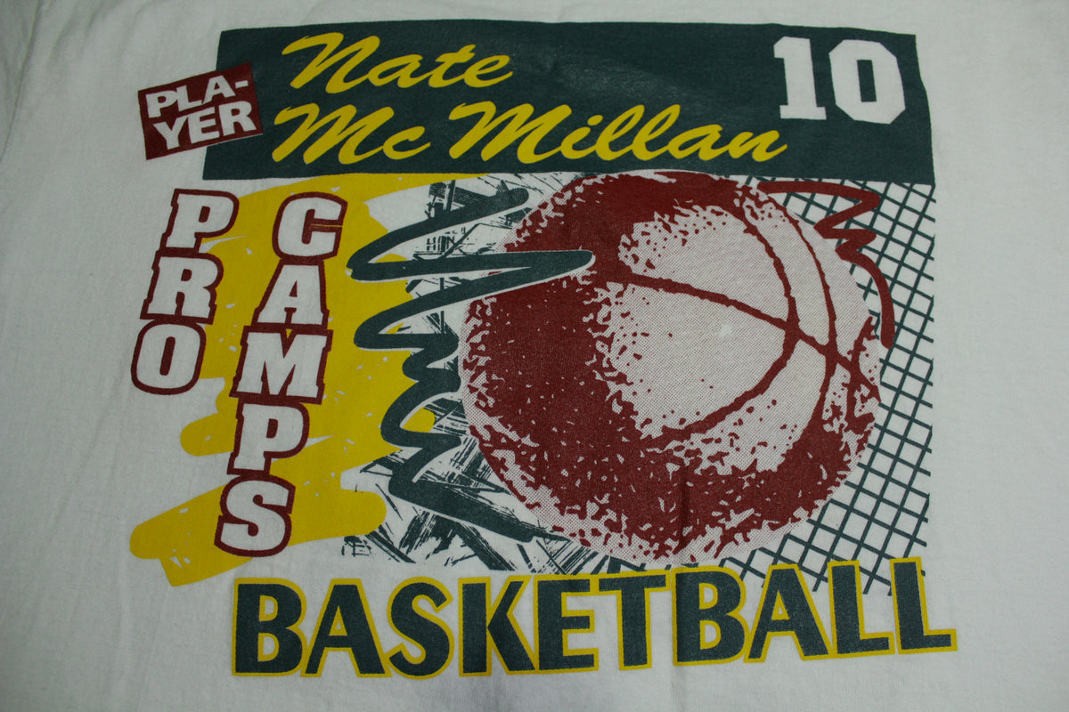 Nate McMillan Seattle Sonics Vintage 90's Nike Made in USA Pro Camps Basketball T-Shirt