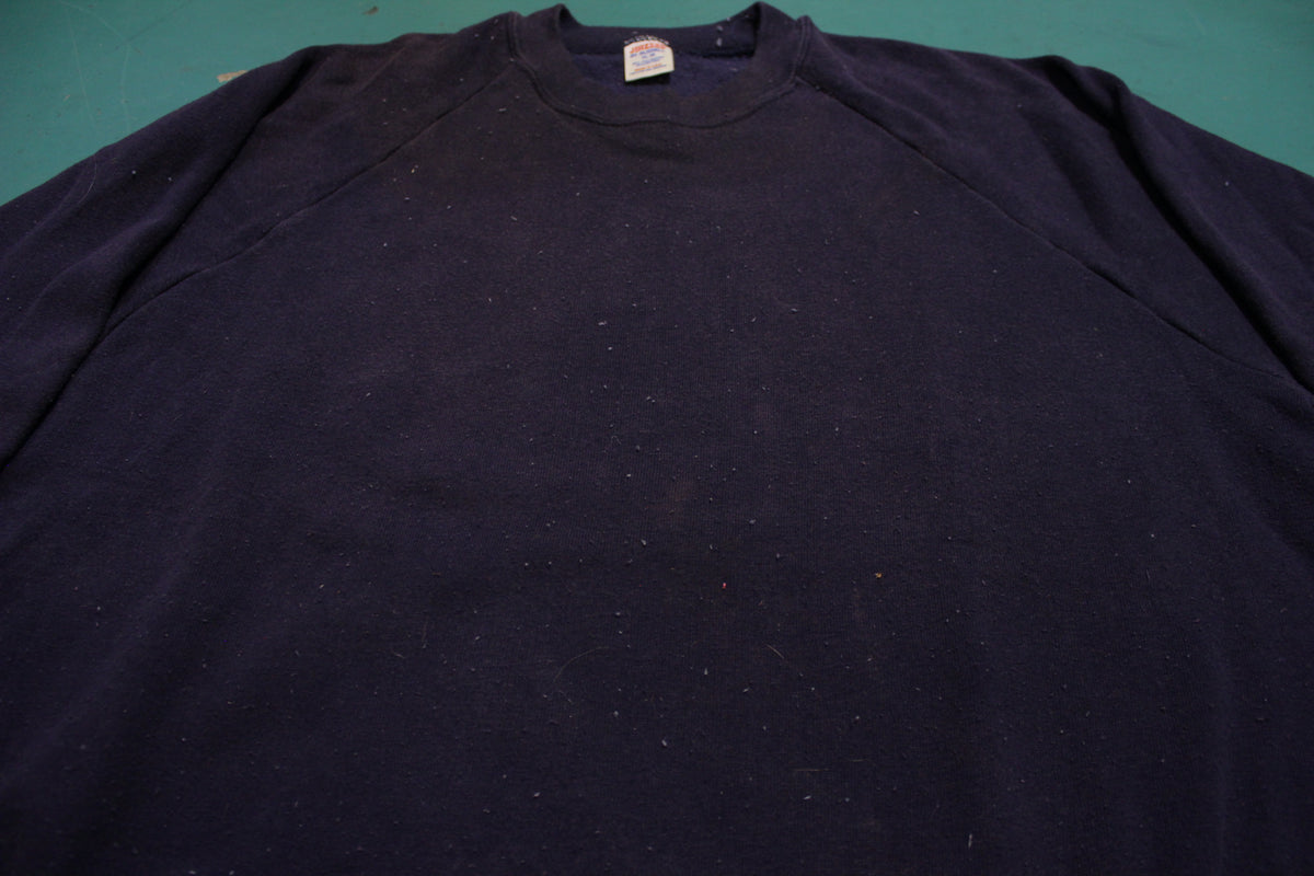 Jerzees Navy Blue Blank 70s Vintage USA Made Crewneck Sweatshirt