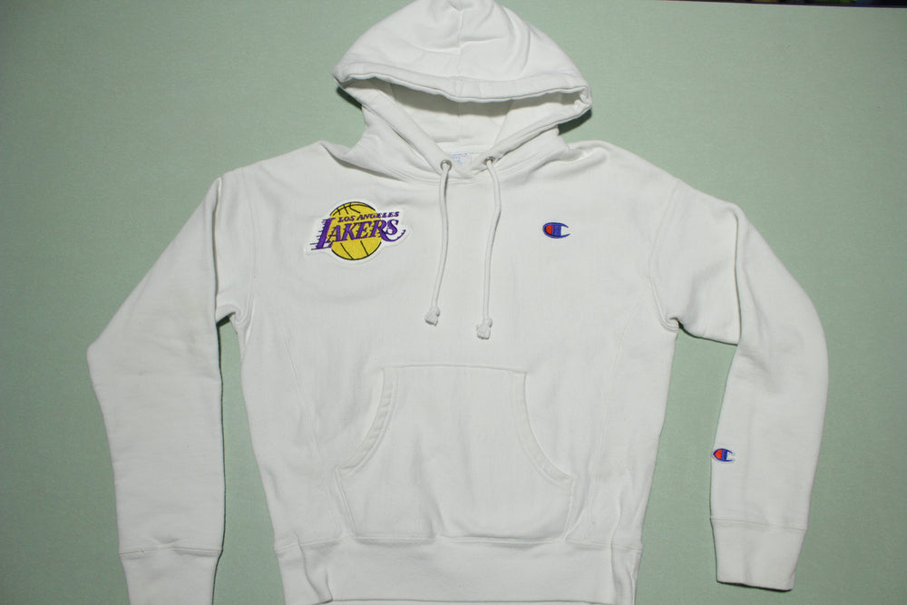 L.A. Lakers Reverse Weave Champion White Patch Embroidered Hoodie