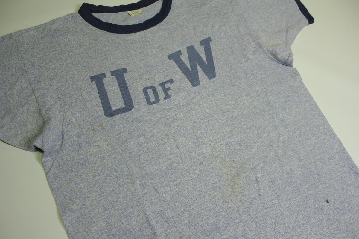U of W University of Washington Huskies Vintage 60's Ringer Champion Blue T-Shirt