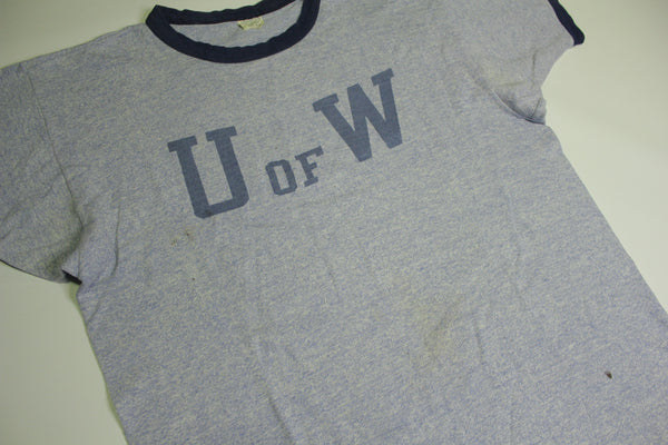 U of W University of Washington Huskies Vintage 60's Ringer Champion Blue T-Shirt