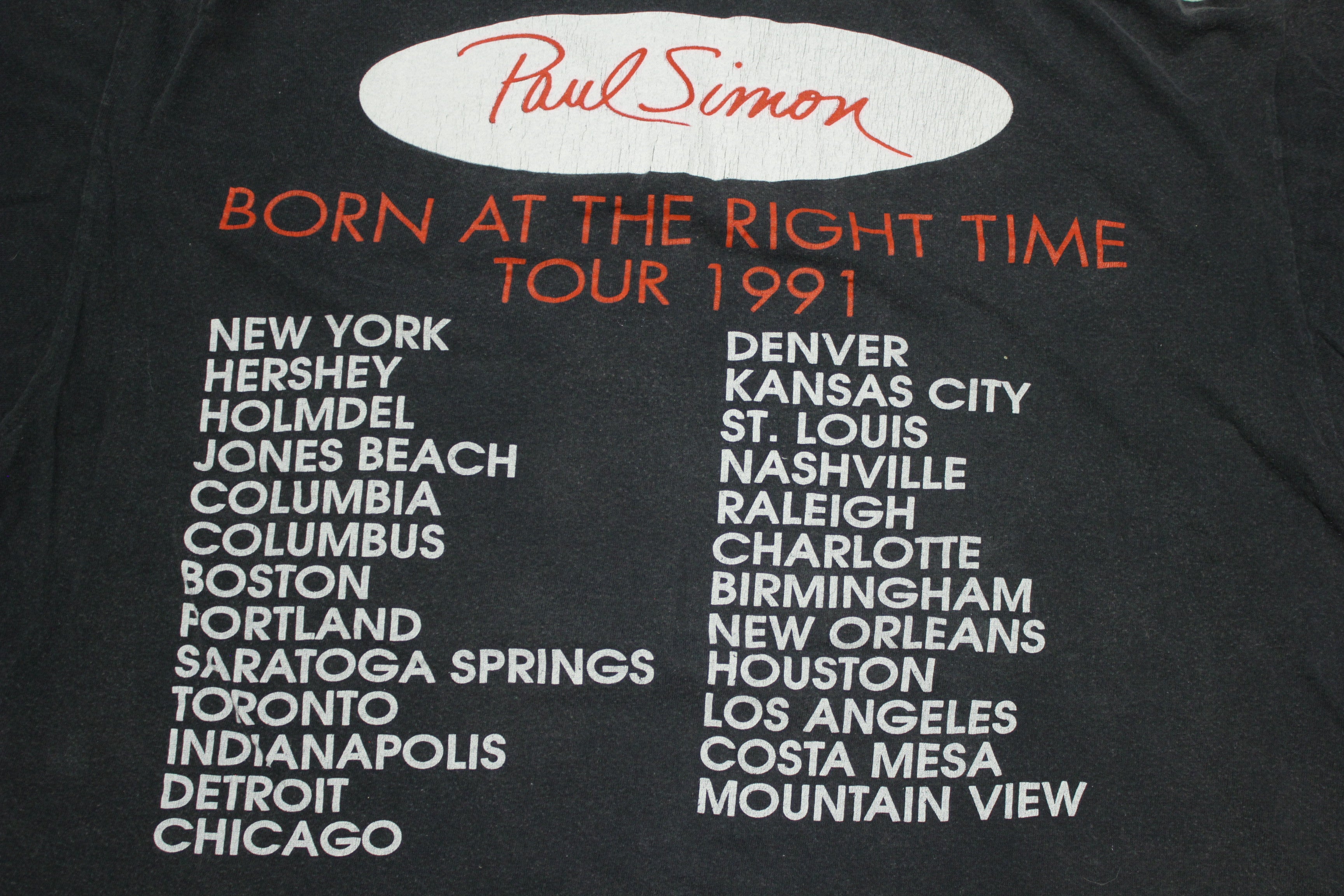 Paul Simon Still Crazy Born At The Right Time 1991 Vintage Tour T