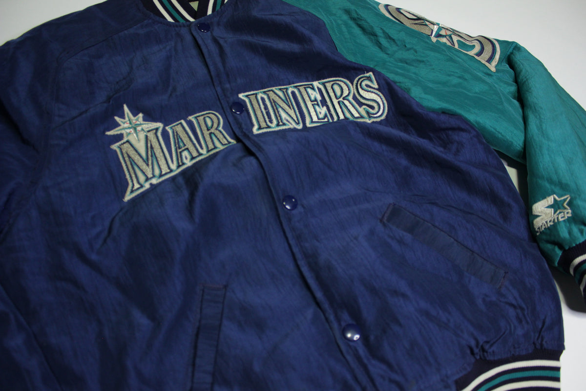 Vintage 1990's Seattle Mariners Starter Pinstripe Cloth Jersey Sz. XL